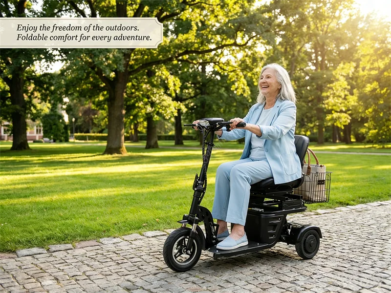 Mini Folding Electric Scooter For Elderly With Training Wheels 500W 36V 3 Wheels Mobility Scooter With Basket For Old People