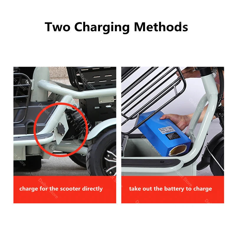 3 Seater Parent Child Electric Scooter 3 Wheel Foldable Baby Seat For Long Distance 800w 48v Mini Electric Tricycle For Women