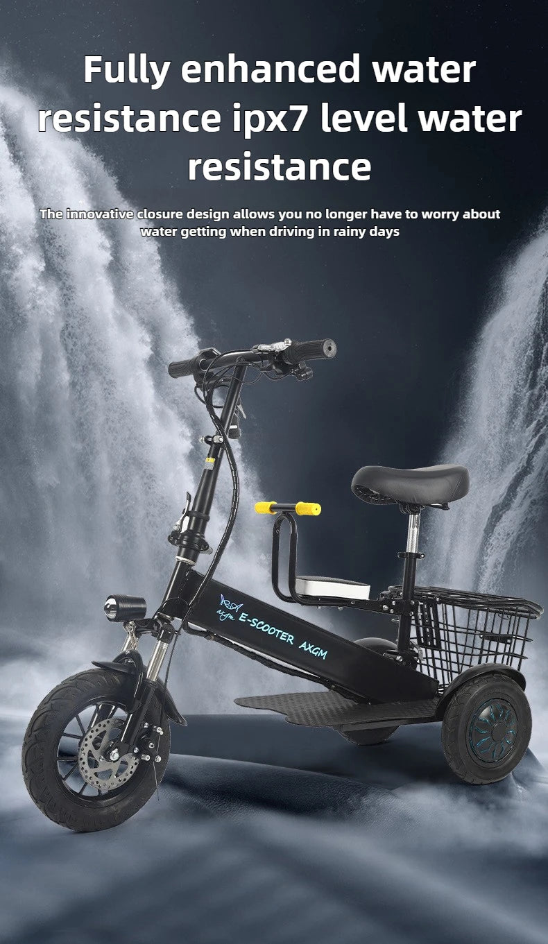 Removable Lithium Battery Electric Tricycle Folding Electric Scooter Mini Small Commuting Disabled With Basket Mobility Scooter