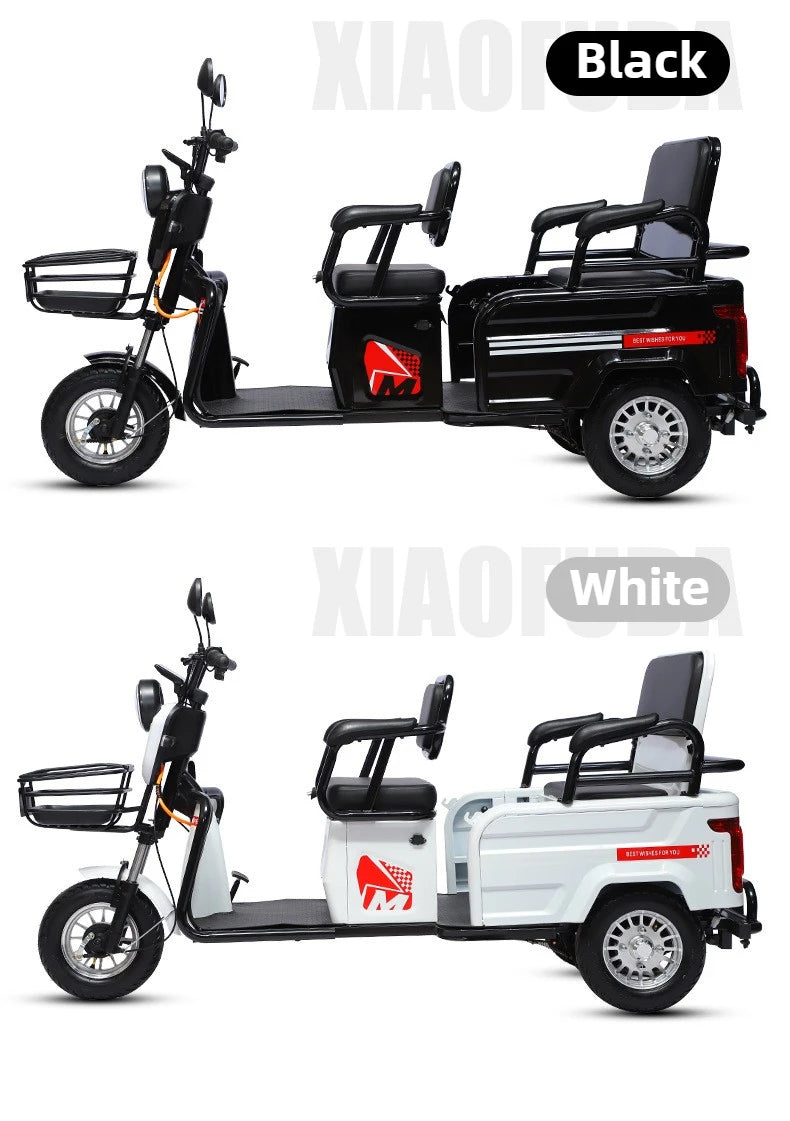 Adult 1200W High Power Motor Passenger and Cargo Electric Tricycle Lithium Household Front and Rear Shock Absorption System