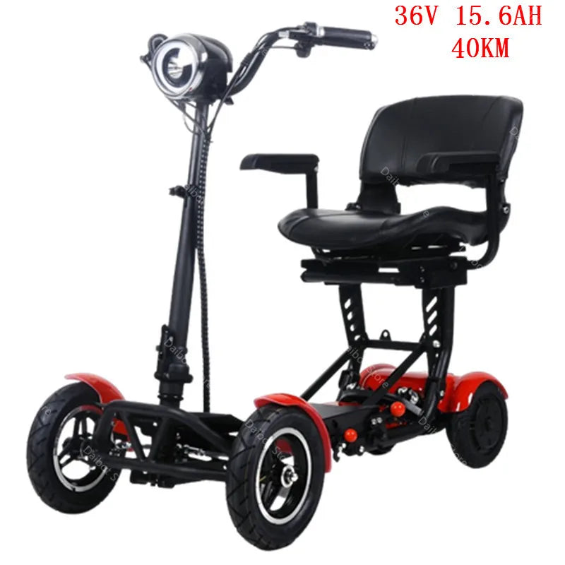 Lightweight Travel Electric Scooter For Women 500W 36V Mobility Scooters 4 Wheels Folding With Removable Armrest