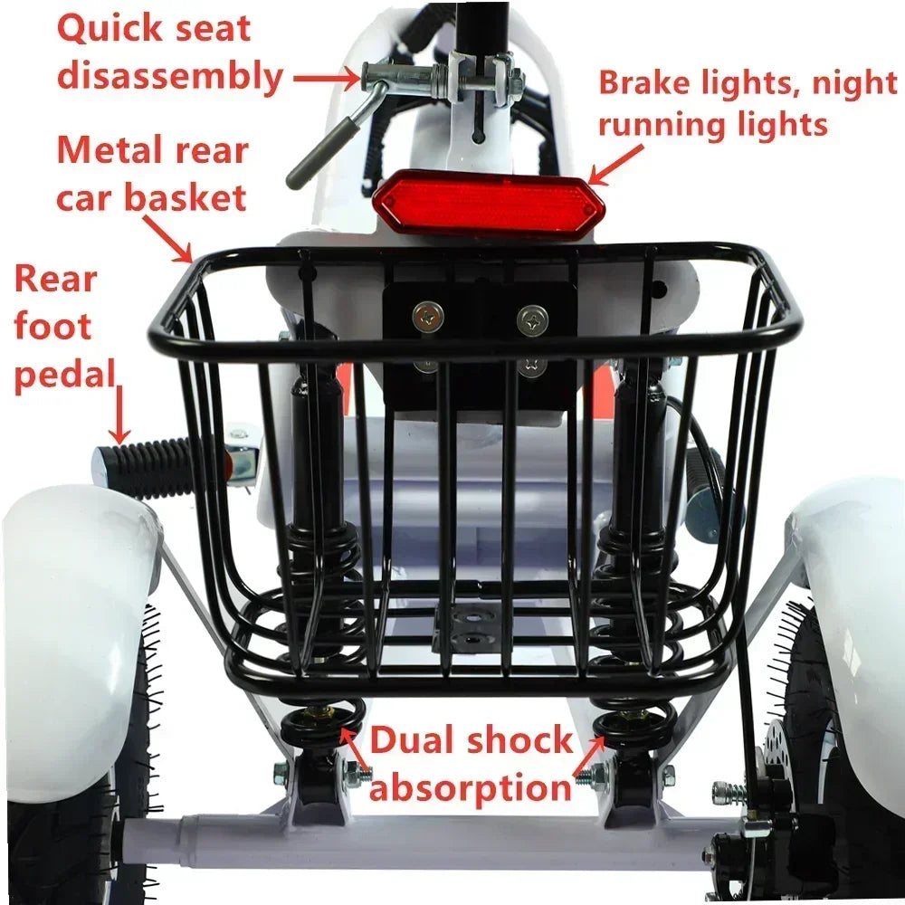 Adult Electric Tricycle 12inch Portable Scooter for Men and Women for Adults Folding Mini Small 3-wheeled Electric Car Elderly