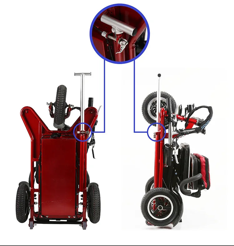 Elderly Fold Leisure Electric Scooter Mini Portable Disabled Electric Tricycle Removable Lithium Battery Adult Mobility Scooter