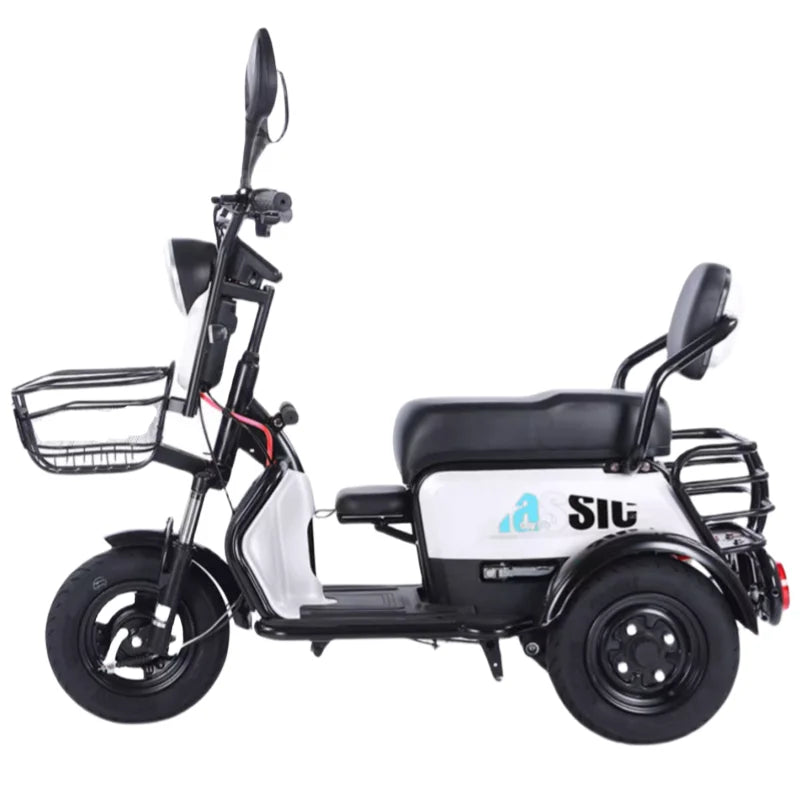 New 2024 Long Range Parents Child Electric Scooter 2 Seats 60V 1000W Powerful Adult Electric Tricycle 3 People For The Elderly