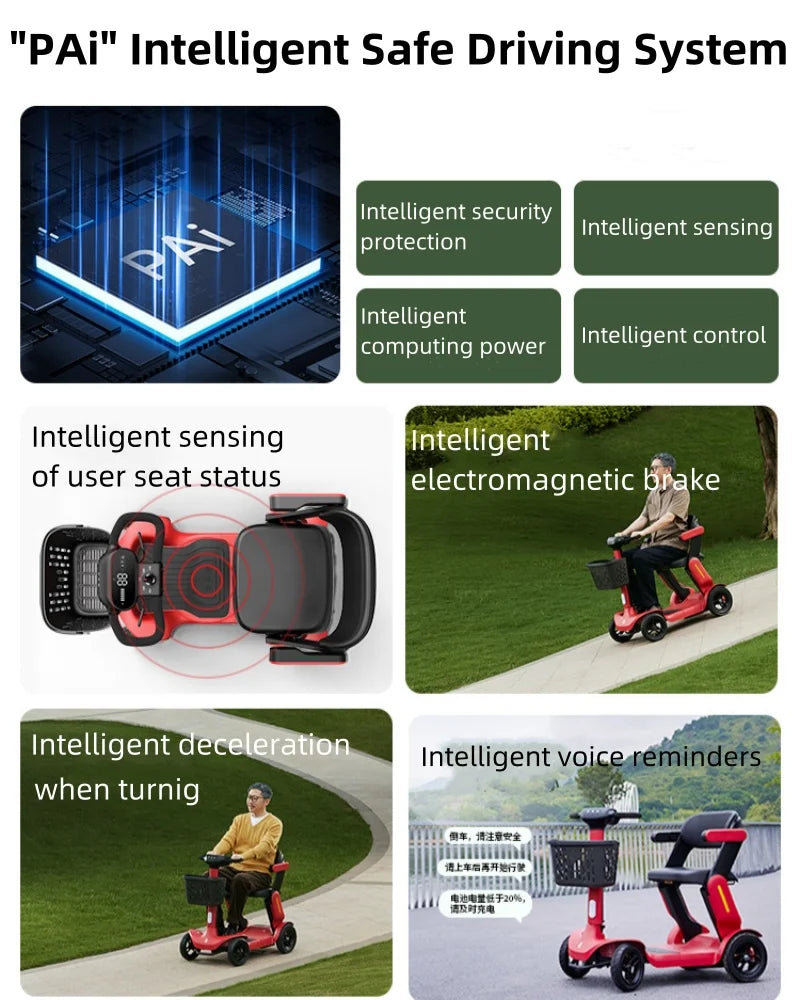 Folding Adult Electric Scooter For Long Distance With Seat 250W Senior Mobility Scooter Foldable For Travel With Basket