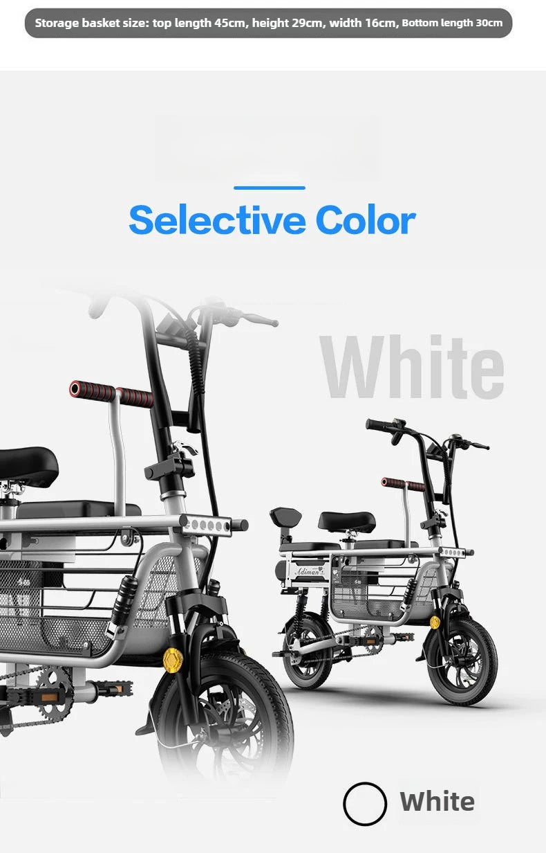 12 Inches Electric Bicycle Anti-theft Leisure Long Life Electric Bike Adult Commuting Removable Lithium Battery Mobility Scooter