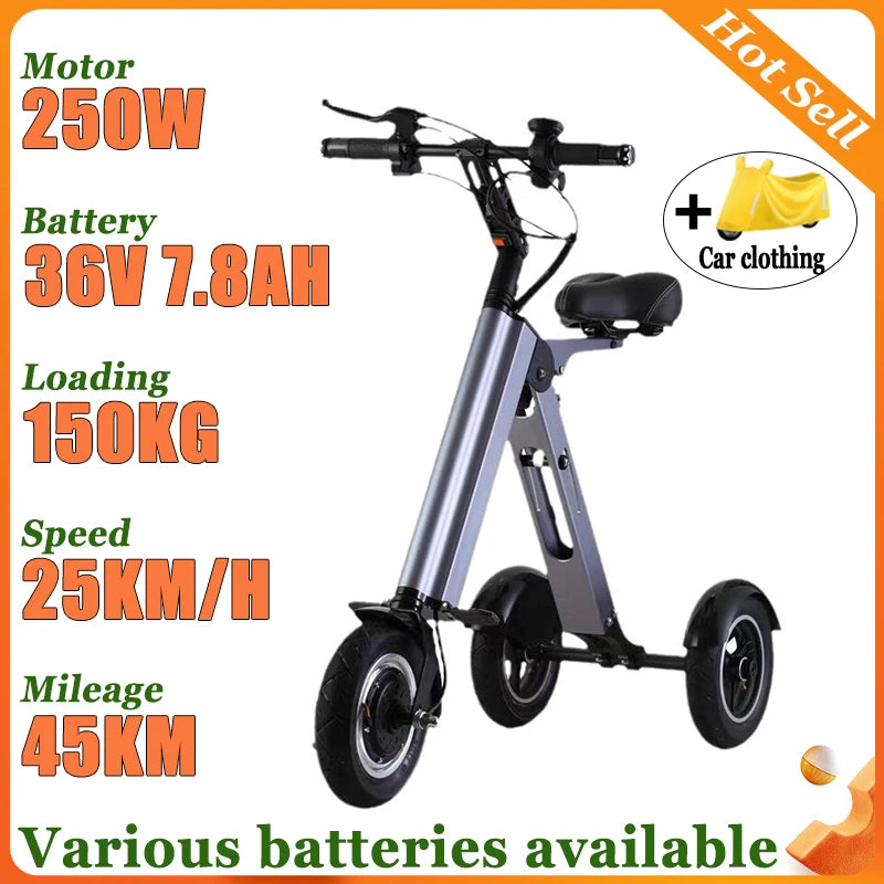 NEW Adult Leisure Light Electric Dirt Bike Mini Small Portable Fold Electric Tricycle Elderly Riding Commuting Electric Scooter