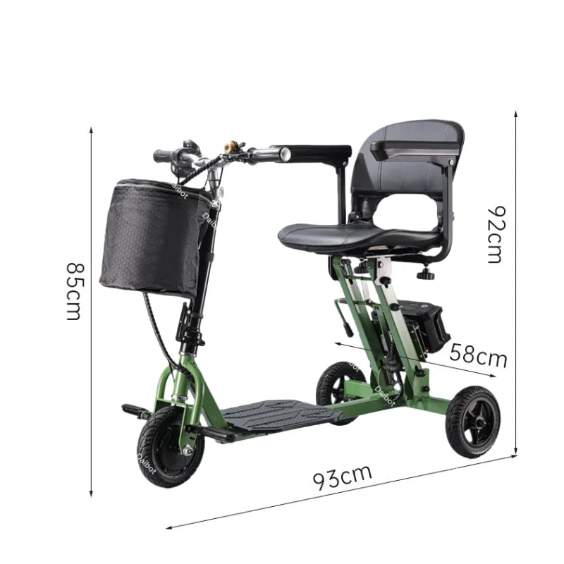 Portable Foldable Electric Scooter With 3 Wheels For Adults 350W 48V Elderly Electric Tricycle With Basket Armrest
