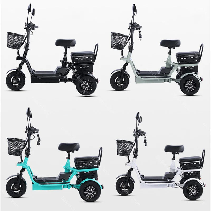 3 Seater Parent Child Electric Scooter 3 Wheel Foldable Baby Seat For Long Distance 800w 48v Mini Electric Tricycle For Women