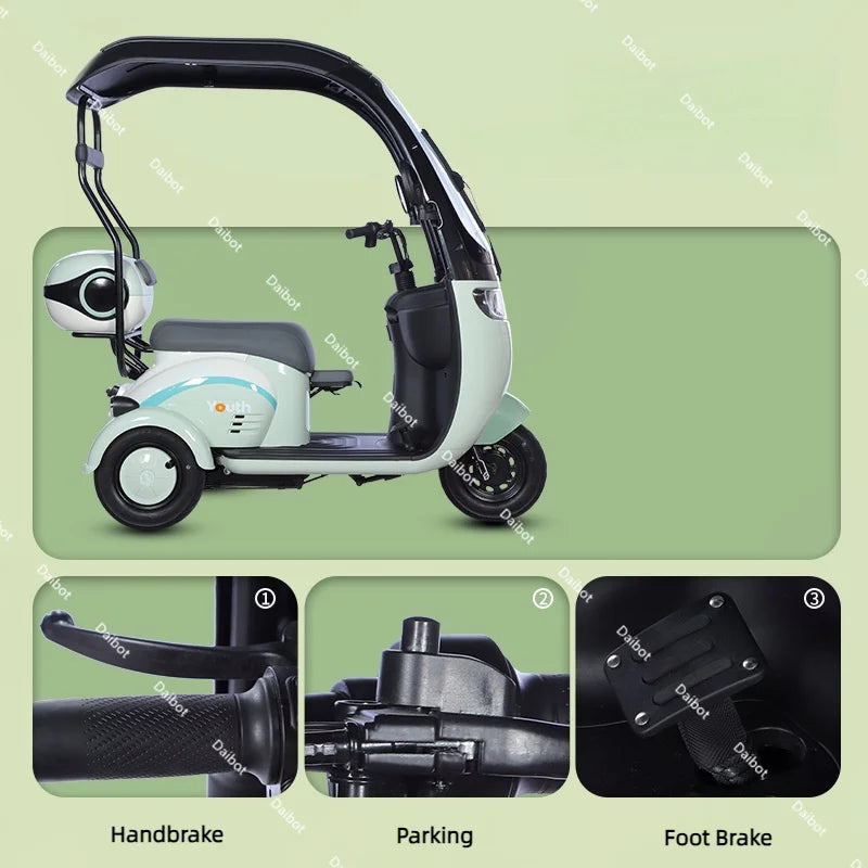 Powerful Electric Tricycle For Adults With Back Seat/Shed 1000W 3 Wheel Electric Mobility Scooter For Senior Battery Removable
