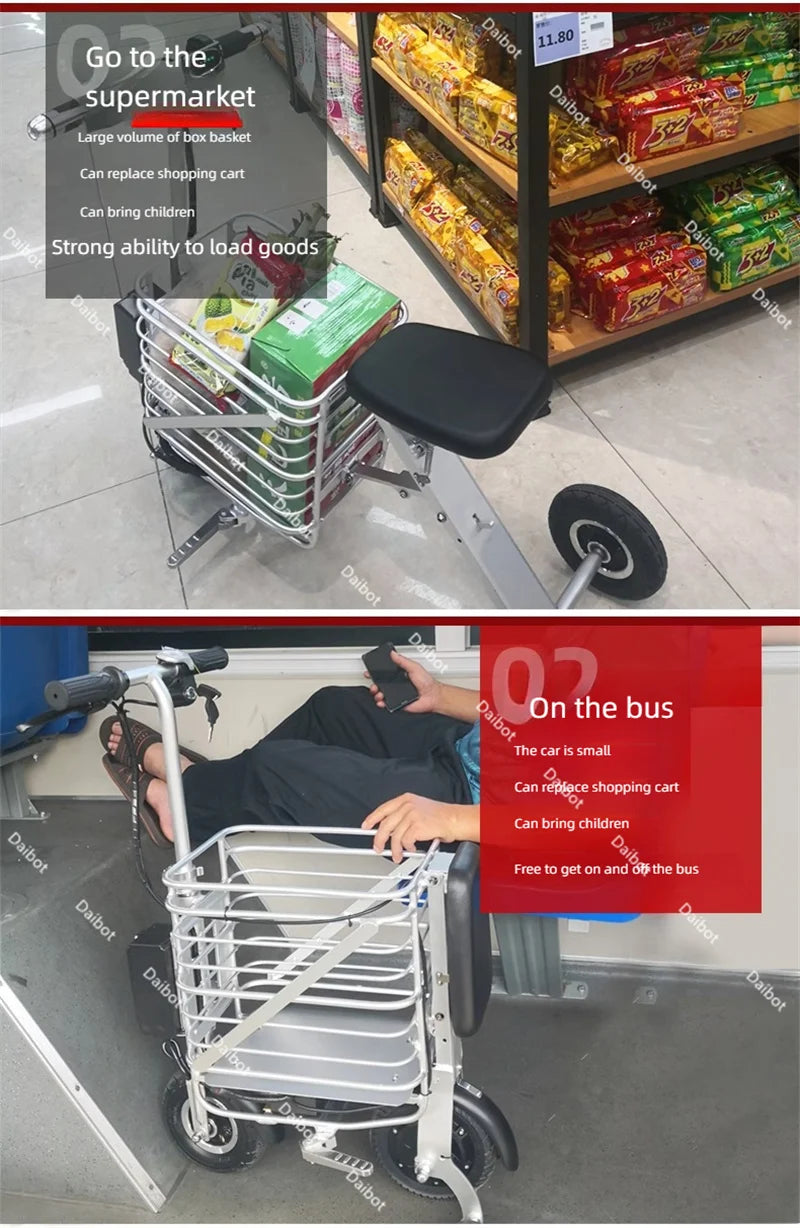 Travel Folding Lightweight Mobility Scooter For 2 Peoples 36V Mini Foldable Electric Tricycle Scooter For Senior With Basket