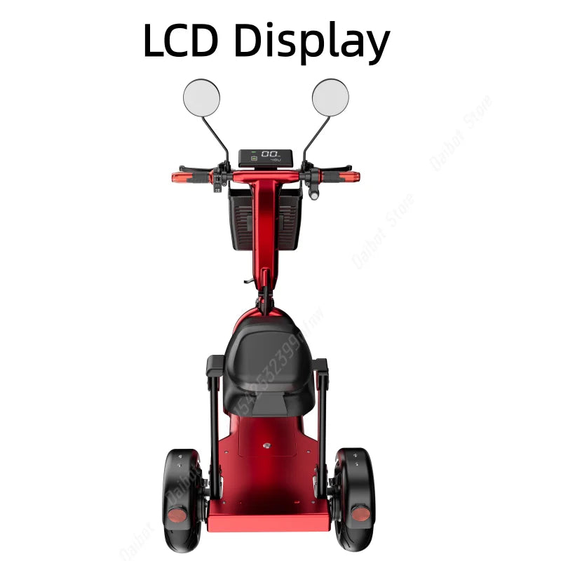 1000W 48V Small Mobility Scooter 3 Wheels Foldable For Elderly 2 Seater Mini Electric Tricycle Parent Child Adult With Basket