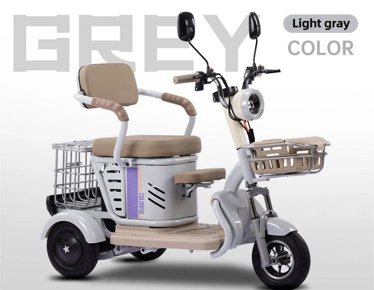Large Capacity Basket 600W High Power Adult Flowing Electric Tricycle Household Elderly Leisure Small Disabled Mobility Scooter