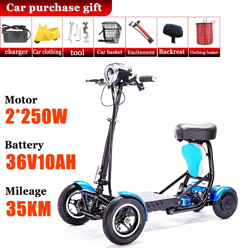 Mini Small Disabled Mobility Scooter Portable Removable Battery Adult Electric Tricycle Elderly Commuting Fold Electric Scooter