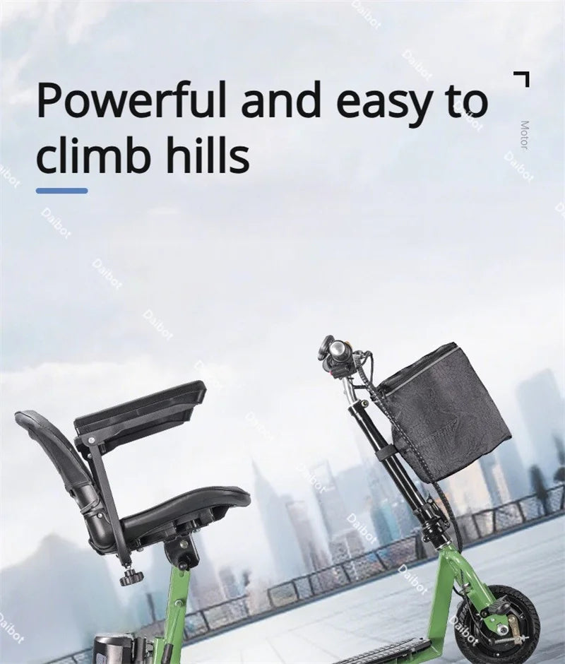 Portable Foldable Electric Scooter With 3 Wheels For Adults 350W 48V Elderly Electric Tricycle With Basket Armrest