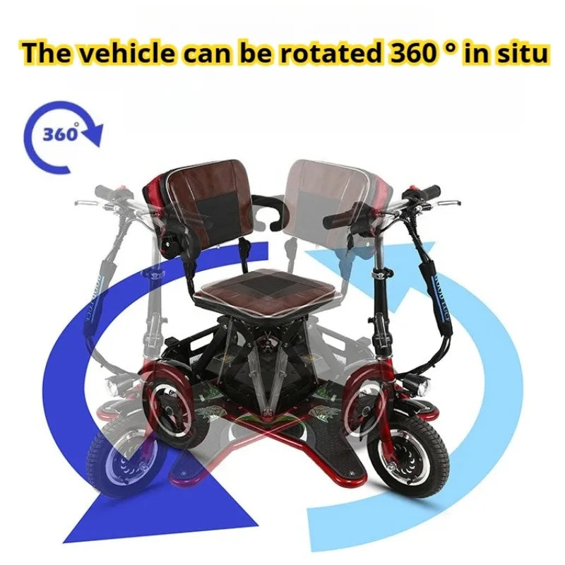 Elderly Fold Leisure Electric Scooter Mini Portable Disabled Electric Tricycle Removable Lithium Battery Adult Mobility Scooter