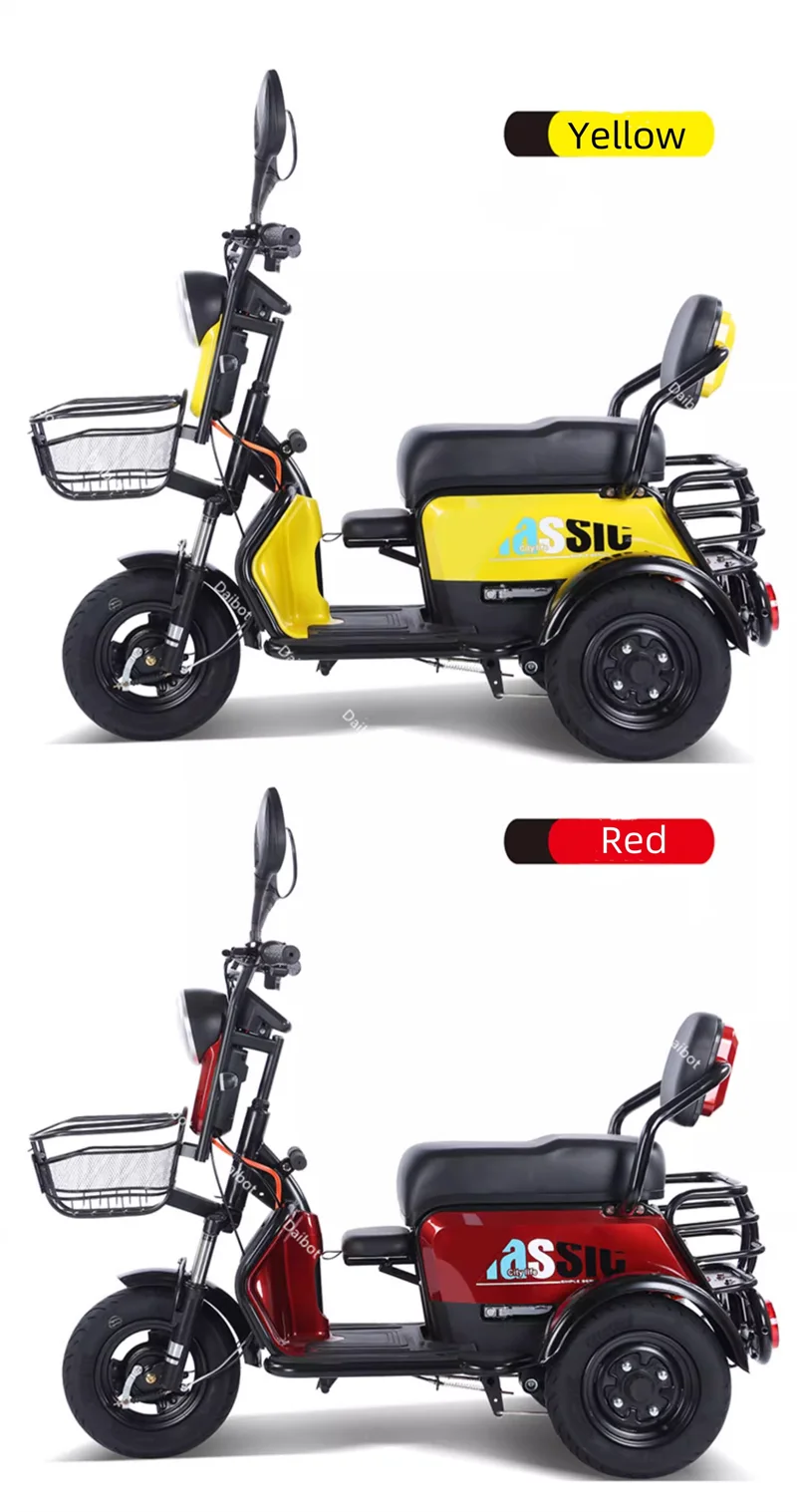 New 2024 Long Range Parents Child Electric Scooter 2 Seats 60V 1000W Powerful Adult Electric Tricycle 3 People For The Elderly