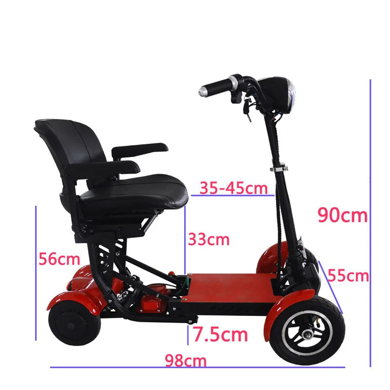 Lightweight Travel Electric Scooter For Women 500W 36V Mobility Scooters 4 Wheels Folding With Removable Armrest