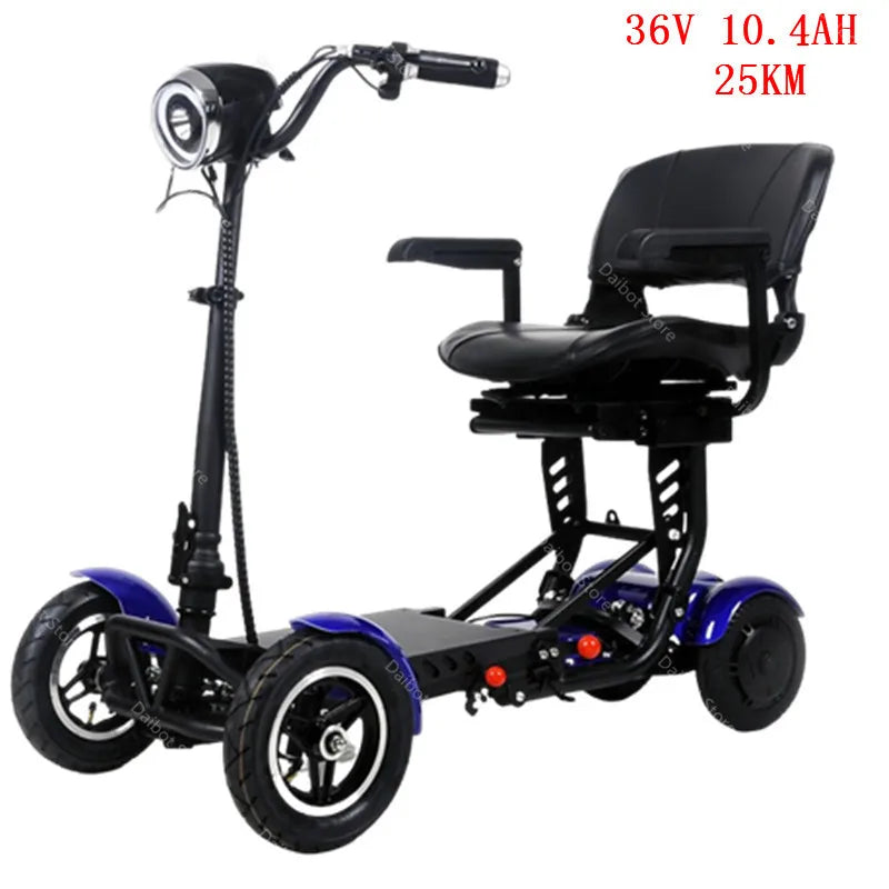 Lightweight Travel Electric Scooter For Women 500W 36V Mobility Scooters 4 Wheels Folding With Removable Armrest