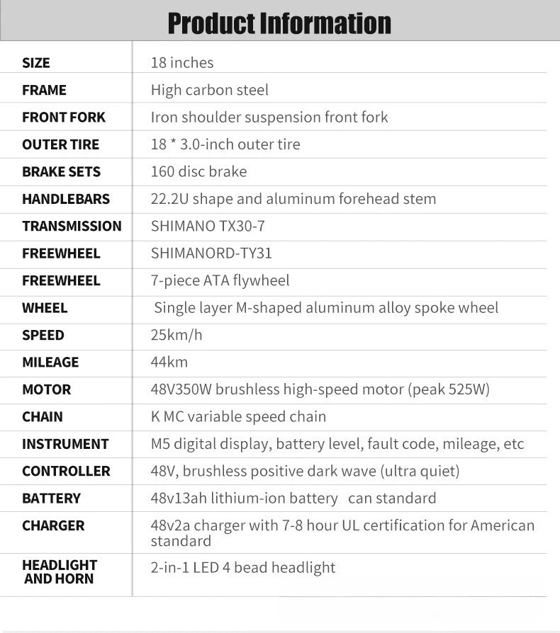 18" Foldable Electric Tricycle 48V13Ah 350W Motor Shimano 7-Speed 25km/h 44km Range 3-Mode Adult Fat Tire Lithium E-Trike