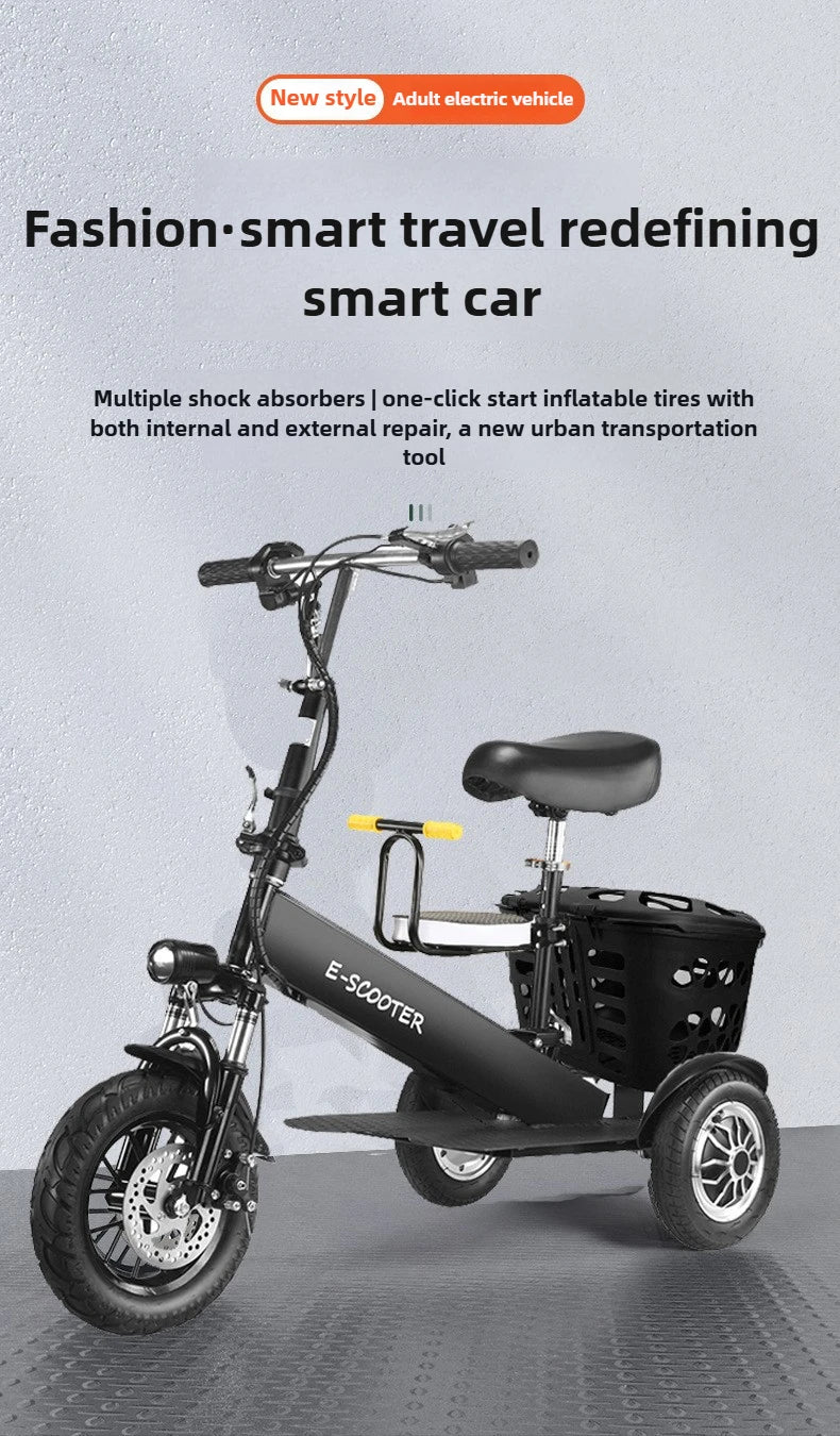 Removable Lithium Battery Electric Tricycle Folding Electric Scooter Mini Small Commuting Disabled With Basket Mobility Scooter