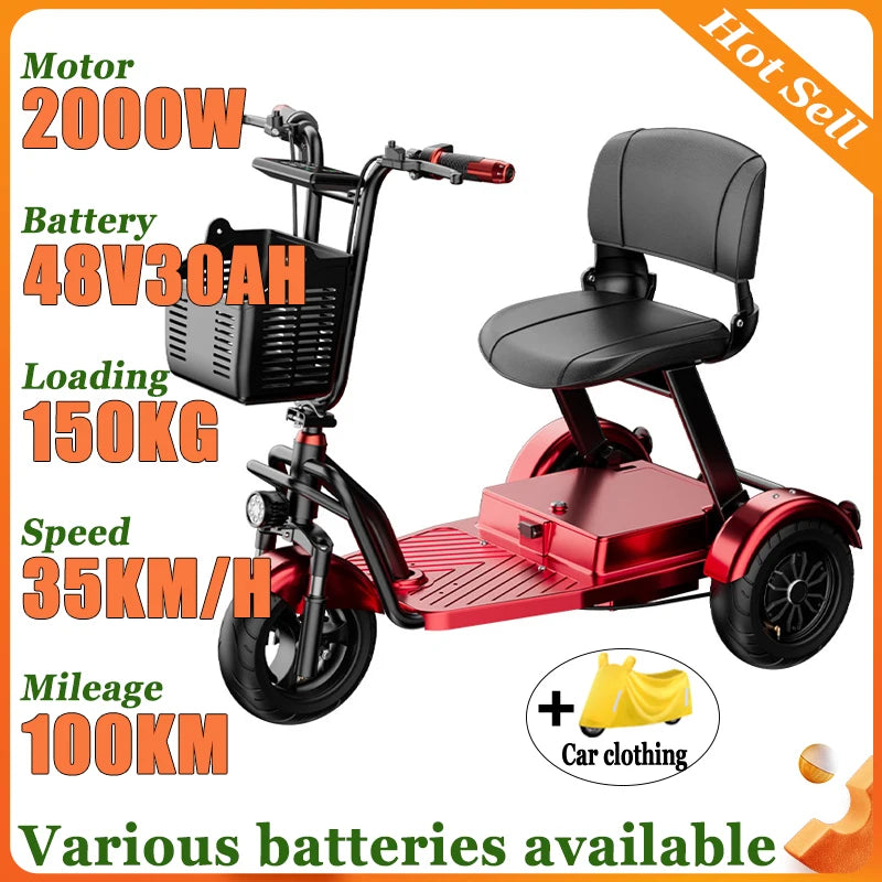 Folding Removable Lithium Battery Electric Tricycle Disabled Commuting Mobility Scooter Mini Small Elderly Leisure Electric Bike