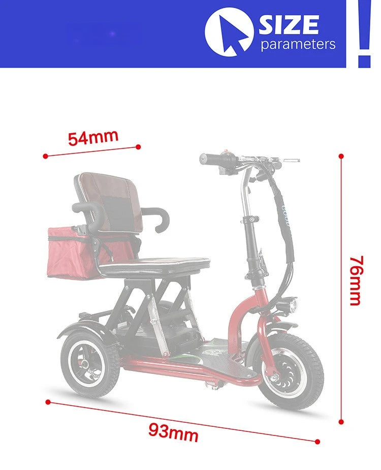 Elderly Fold Leisure Electric Scooter Mini Portable Disabled Electric Tricycle Removable Lithium Battery Adult Mobility Scooter