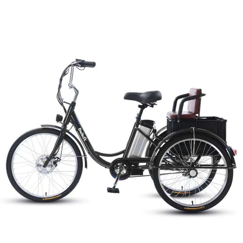 Family Ebike With Kid Seat 3 Wheels For Adults 24Inch Elderly Electric Bike With Cargo Lightweight Electric Bicycle 2 People