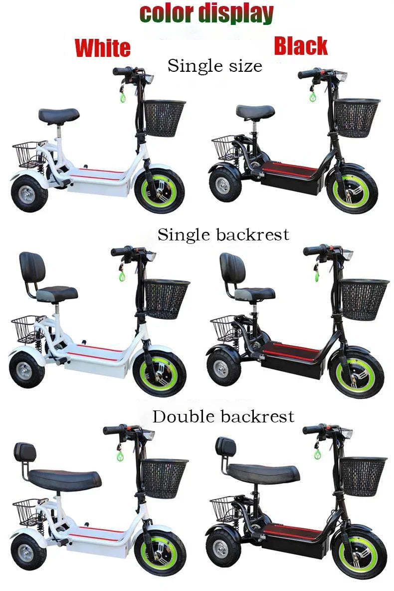 Adult Electric Tricycle 12inch Portable Scooter for Men and Women for Adults Folding Mini Small 3-wheeled Electric Car Elderly
