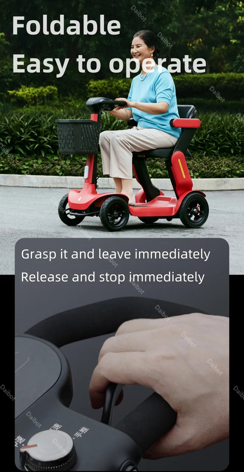 Folding Adult Electric Scooter For Long Distance With Seat 250W Senior Mobility Scooter Foldable For Travel With Basket