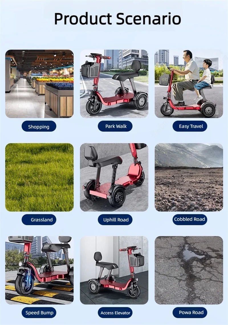1000W 48V Small Mobility Scooter 3 Wheels Foldable For Elderly 2 Seater Mini Electric Tricycle Parent Child Adult With Basket
