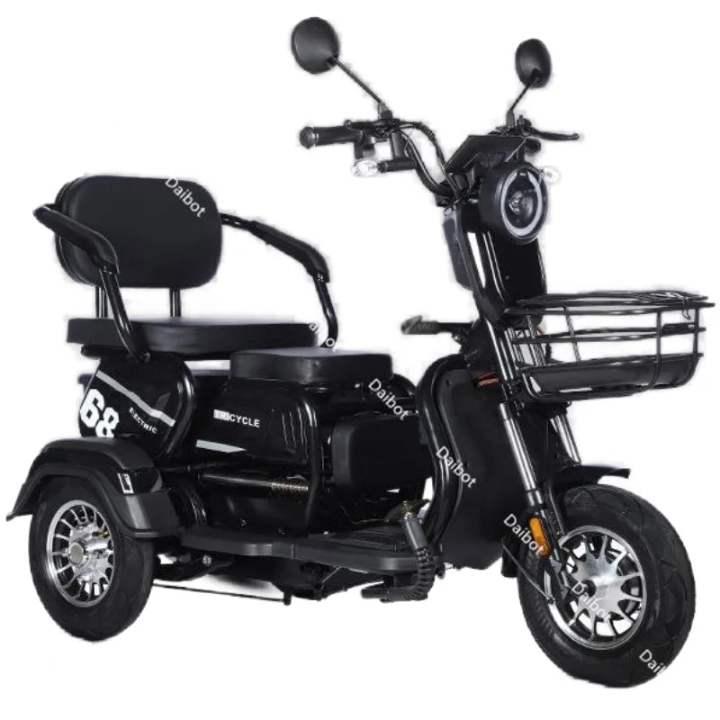 3 Wheel All Terrain Parent Child Electric Scooter 3 Seater For Elderly Adults 600W 48V Old Man Scooter Electric Tricycle Disable