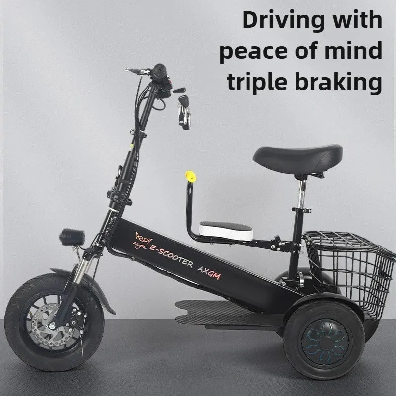 Removable Lithium Battery Electric Tricycle Folding Electric Scooter Mini Small Commuting Disabled With Basket Mobility Scooter