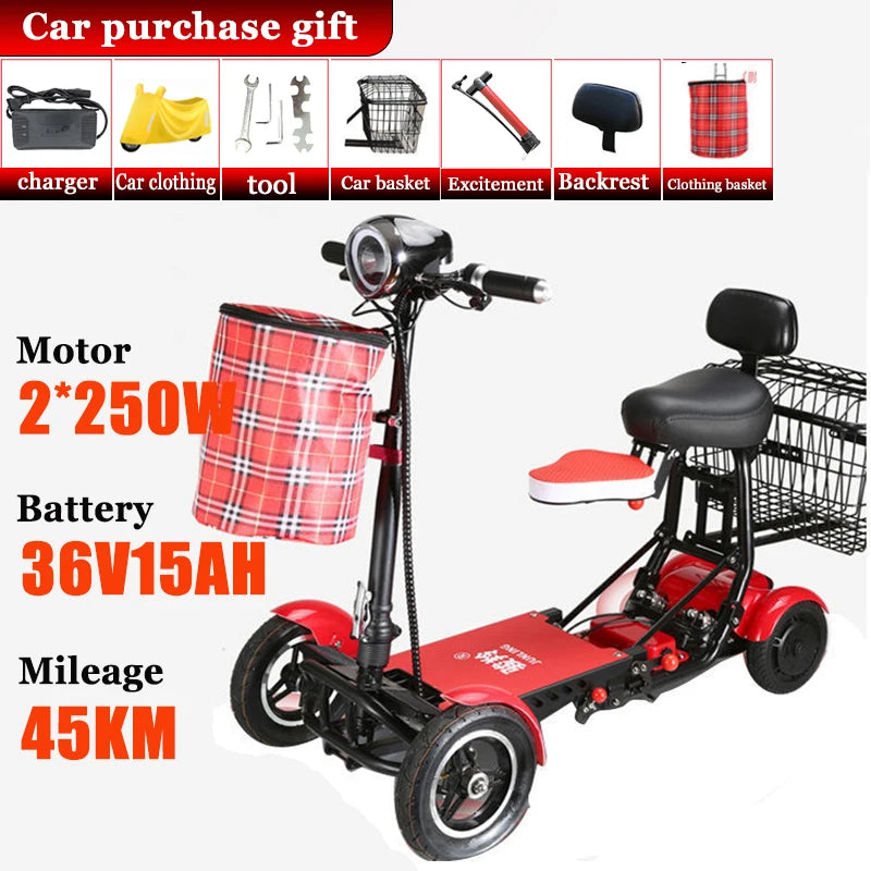 Mini Small Disabled Mobility Scooter Portable Removable Battery Adult Electric Tricycle Elderly Commuting Fold Electric Scooter