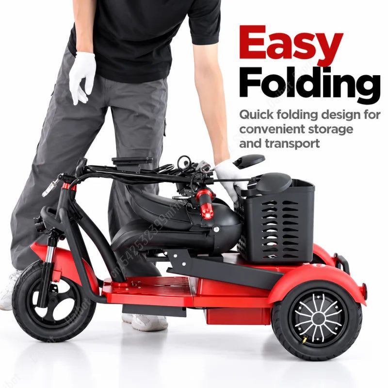 3 Wheels Electric Scooter For Adults Foldable Armrest/Mirror 1000W 48V 20Ah Electric Tricycle For Elderly Removable Battery