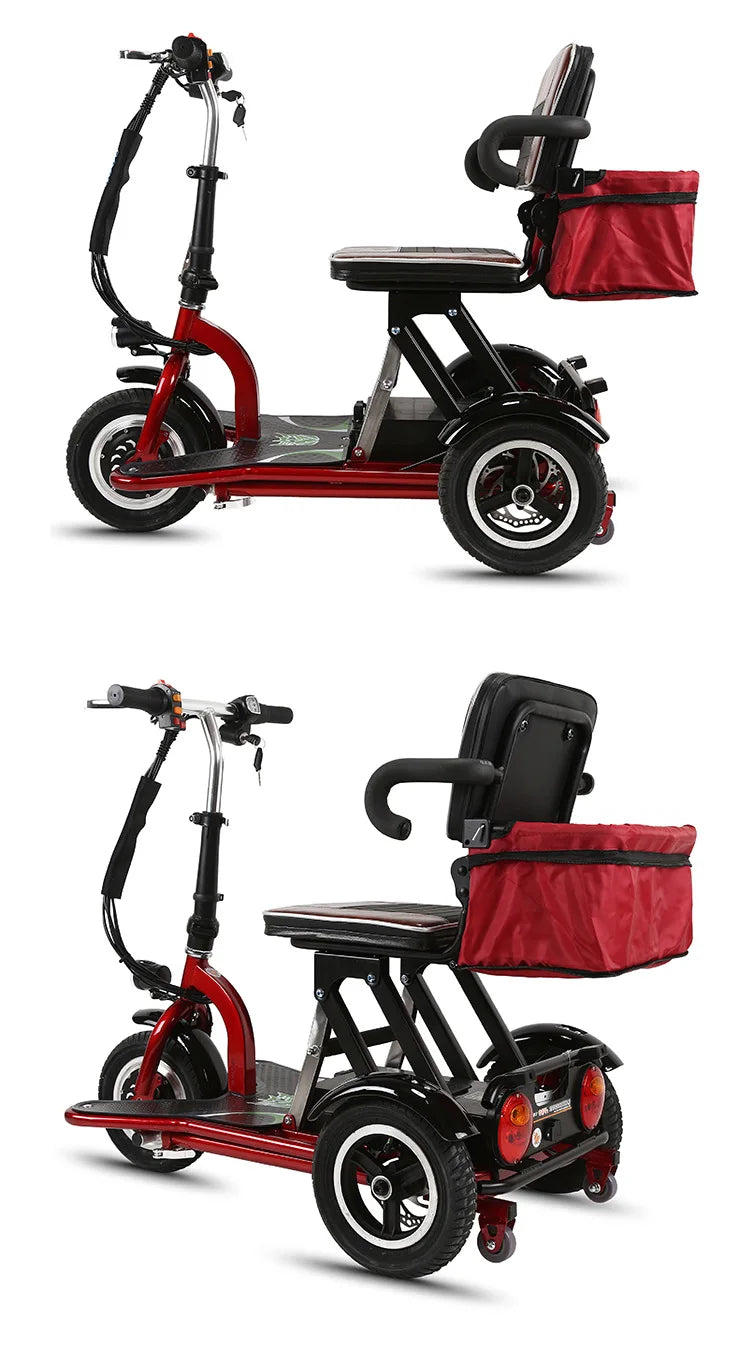 Elderly Fold Leisure Electric Scooter Mini Portable Disabled Electric Tricycle Removable Lithium Battery Adult Mobility Scooter