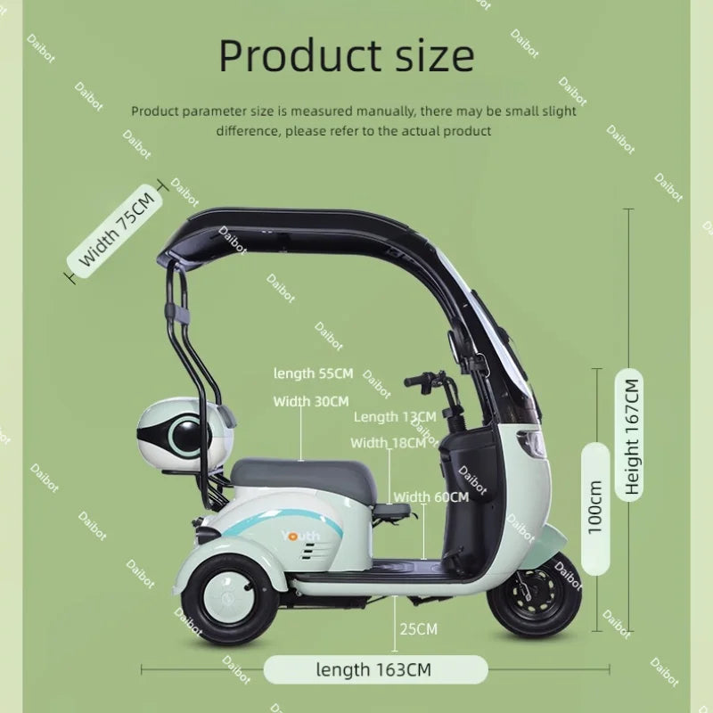 Powerful Electric Tricycle For Adults With Back Seat/Shed 1000W 3 Wheel Electric Mobility Scooter For Senior Battery Removable