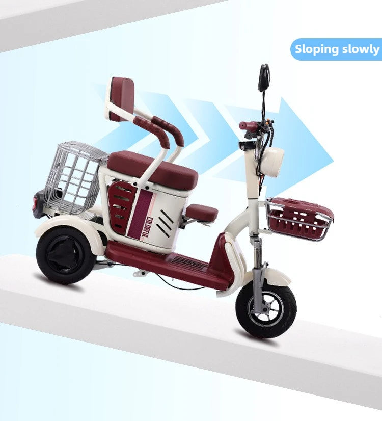 Large Capacity Basket 600W High Power Adult Flowing Electric Tricycle Household Elderly Leisure Small Disabled Mobility Scooter