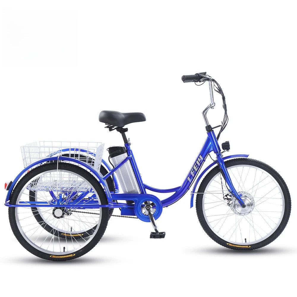 Adult Elderly Electric Mobility Tricycle 3-Wheel Electric Bike with Rear Cargo Basket for Senior Daily Shopping & Commuting