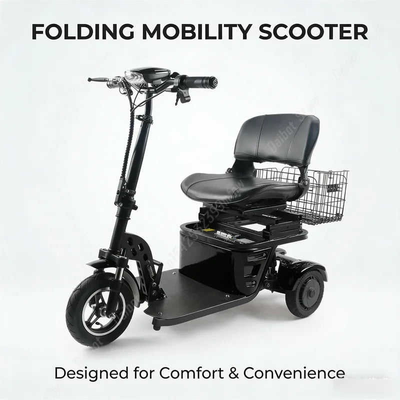 Mini Folding Electric Scooter For Elderly With Training Wheels 500W 36V 3 Wheels Mobility Scooter With Basket For Old People