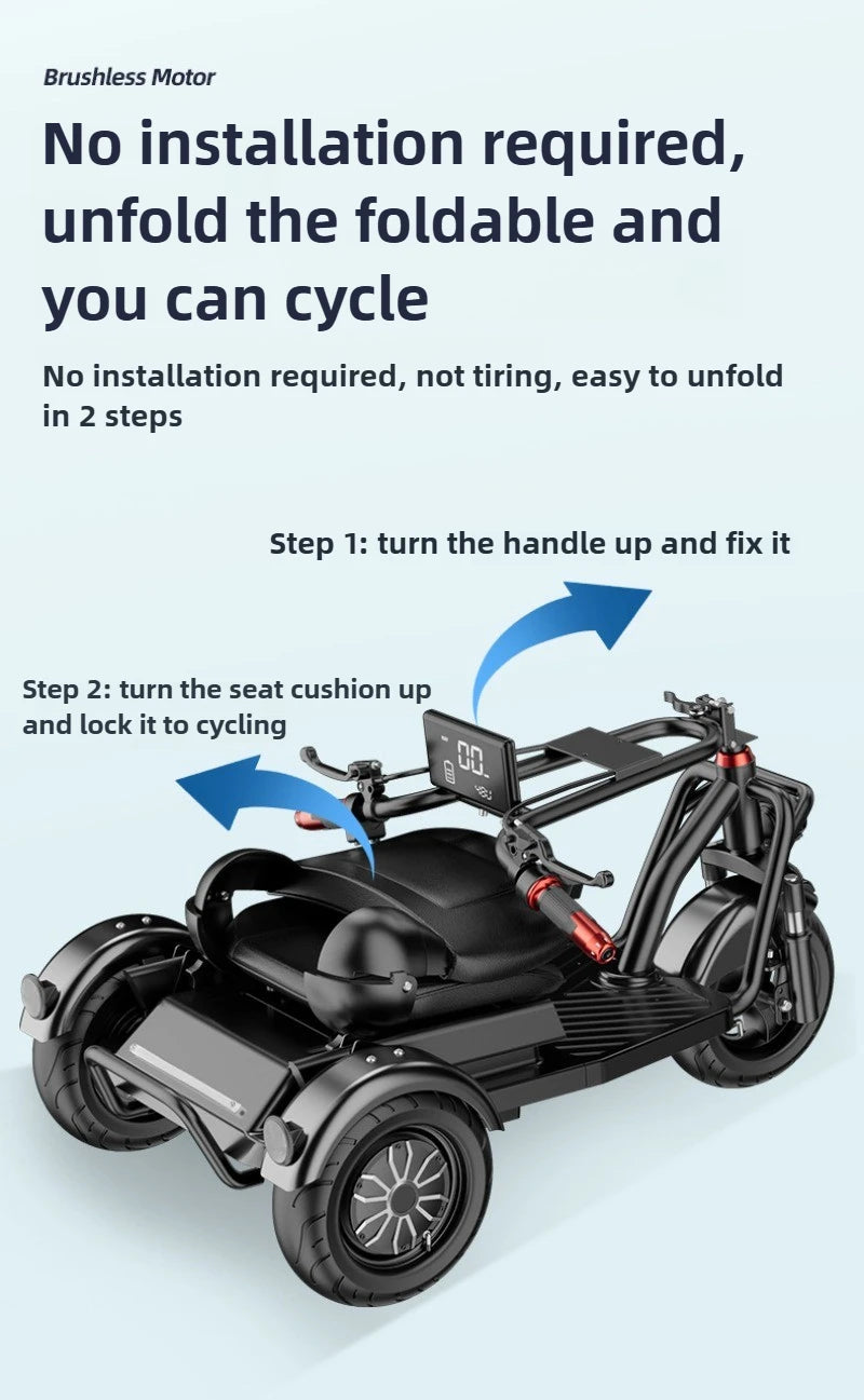 Disabled Commuting Mobility Scooter Mini Small Elderly Leisure Electric Bike Folding Removable Lithium Battery Electric Tricycle