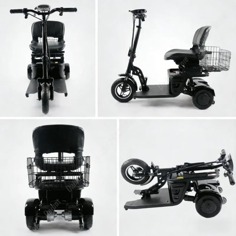 Mini Folding Electric Scooter For Elderly With Training Wheels 500W 36V 3 Wheels Mobility Scooter With Basket For Old People