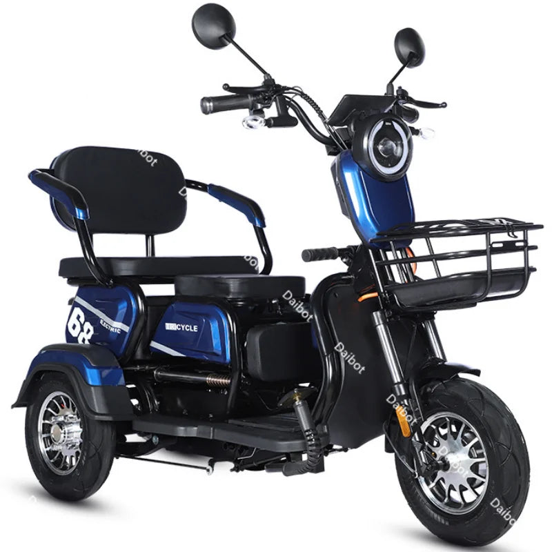 3 Wheel All Terrain Parent Child Electric Scooter 3 Seater For Elderly Adults 600W 48V Old Man Scooter Electric Tricycle Disable