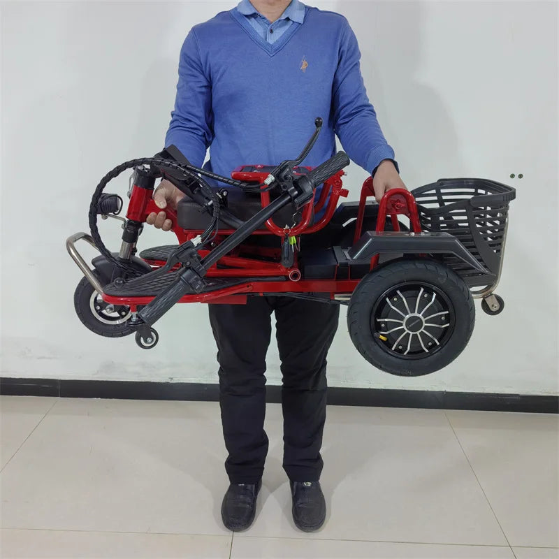 700W Powerful 3 Wheel Mobility Scooter With Seat For Elderly Folding Double Motor Electric Scooter With Pull Rod Luggage Travel