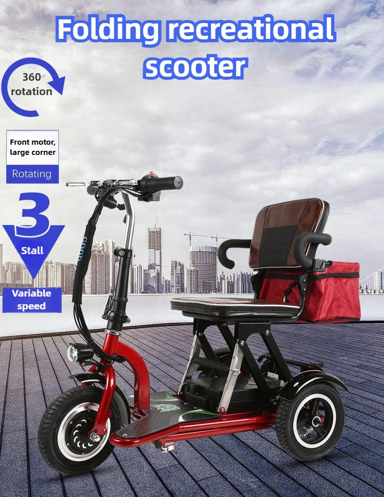 Elderly Fold Leisure Electric Scooter Mini Portable Disabled Electric Tricycle Removable Lithium Battery Adult Mobility Scooter