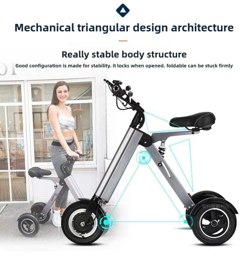 NEW Adult Leisure Light Electric Dirt Bike Mini Small Portable Fold Electric Tricycle Elderly Riding Commuting Electric Scooter
