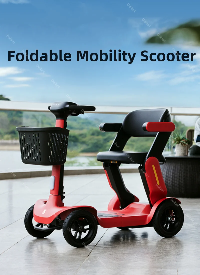 Folding Adult Electric Scooter For Long Distance With Seat 250W Senior Mobility Scooter Foldable For Travel With Basket