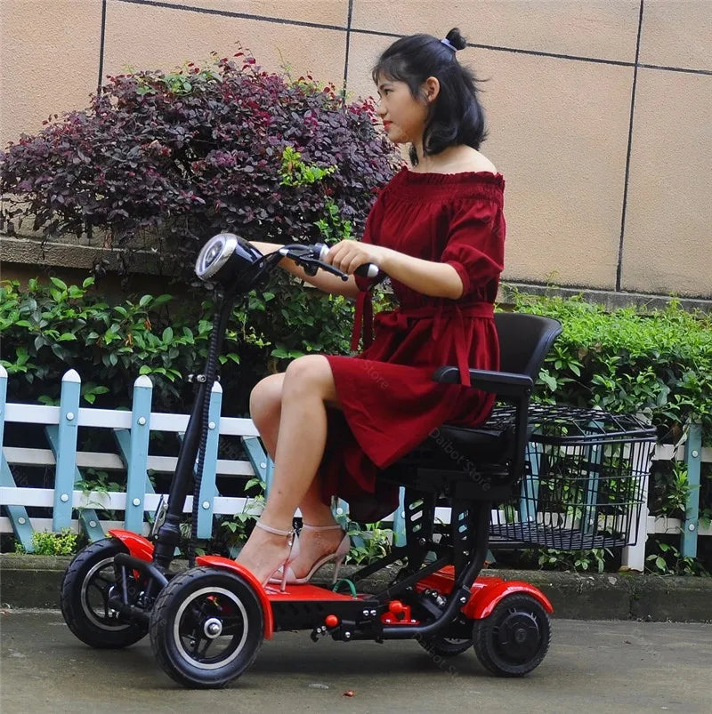 Lightweight Travel Electric Scooter For Women 500W 36V Mobility Scooters 4 Wheels Folding With Removable Armrest