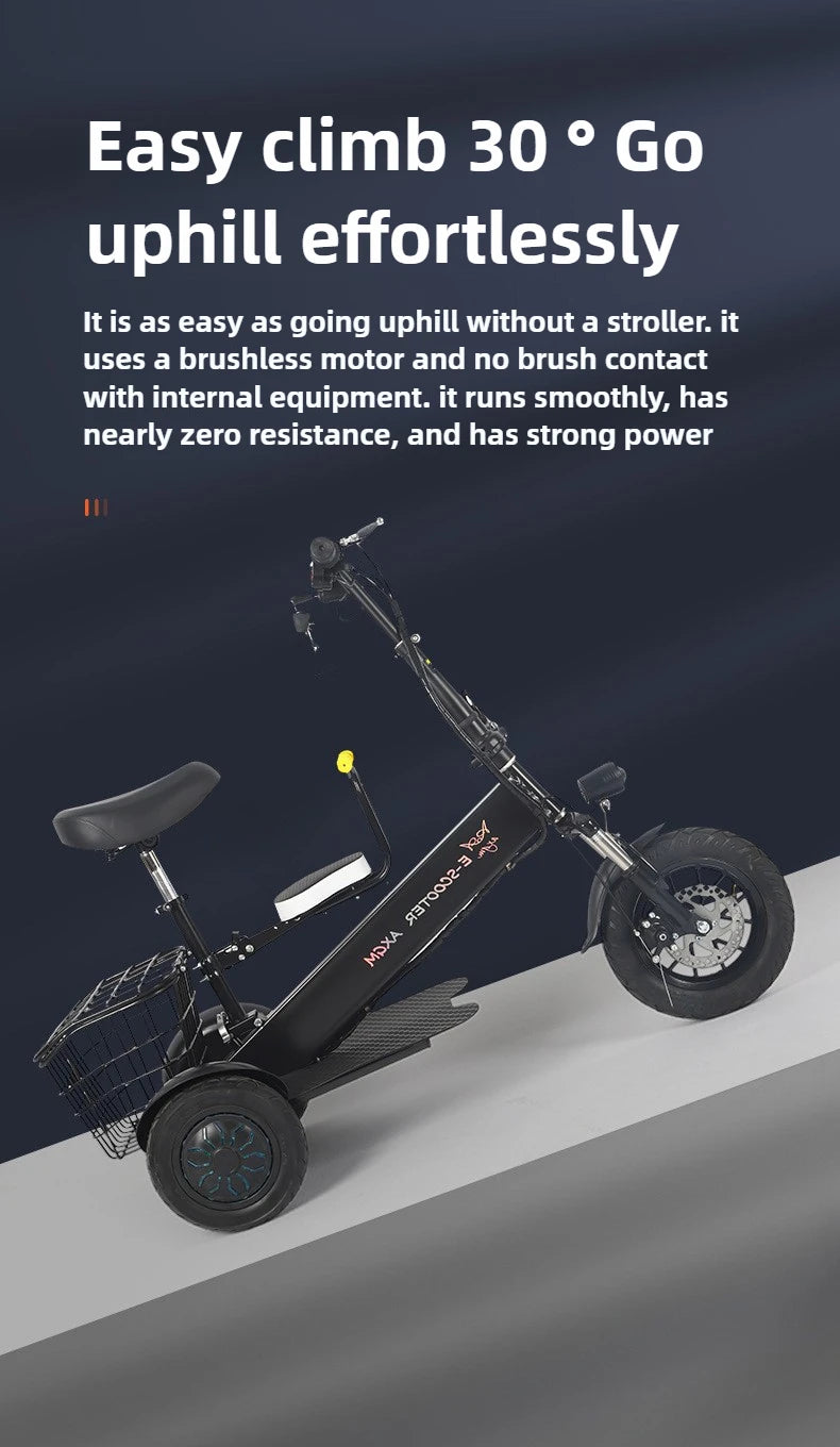 Removable Lithium Battery Electric Tricycle Folding Electric Scooter Mini Small Commuting Disabled With Basket Mobility Scooter