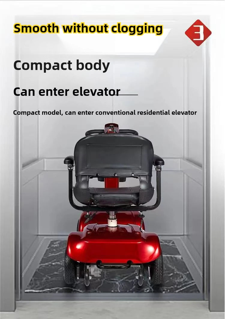 Mobility Scooter 4-Wheel Intelligent Scooter Household Elderly Electric Scooter Foldable Portable Disabled Comfortable Seat Fold